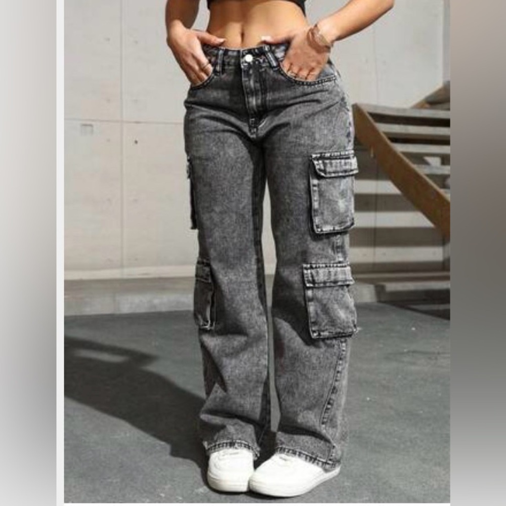 Wide leg Gray Cargo Jeans for Women - size M - Picture 1 of 6